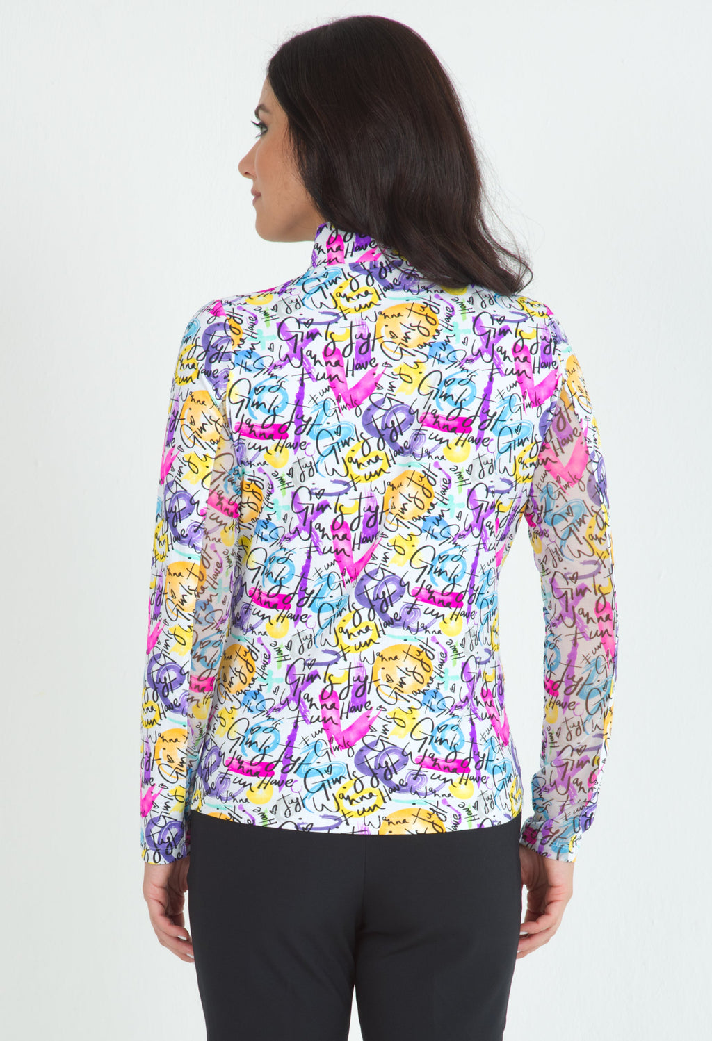 Angie Print Long Sleeve Mock Neck Top ¨C 10765