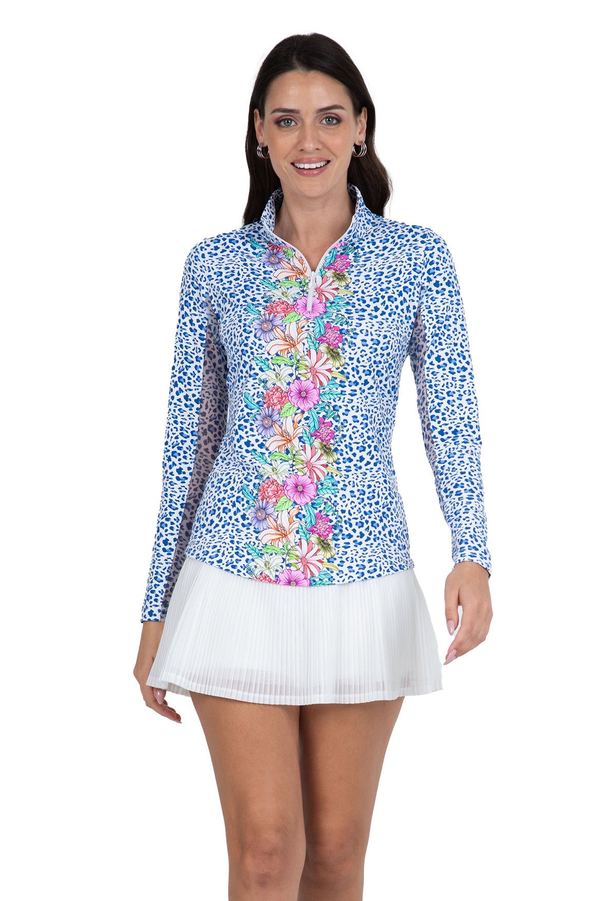 Carrie Print Long Sleeve Mock Neck Top ¨C 10872