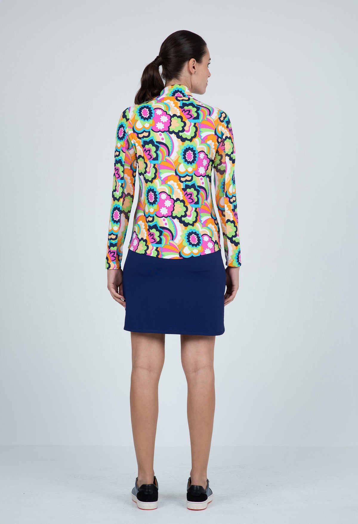 Yolanda Print Long Sleeve Mock Neck Top ¨C 10873