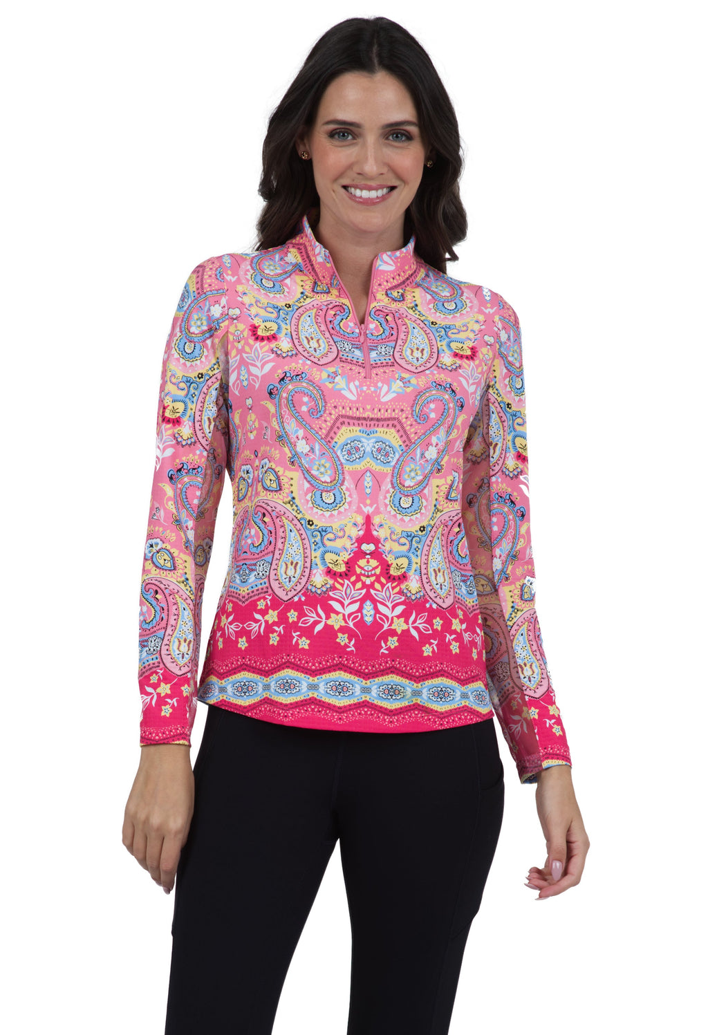 Vicki Print Long Sleeve Mock Neck Top ¨C 10874